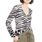 Blusa feminina com estampa de zebra da INC International Concepts, preta e branca, tamanho pequeno P