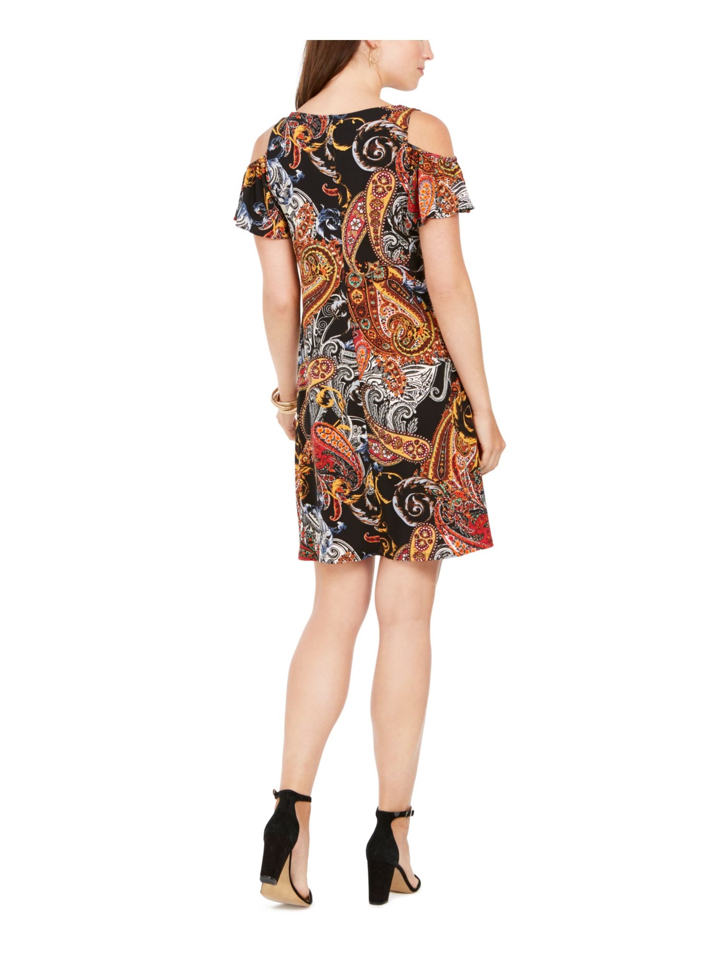 Vestido feminino Msk com decote em V e mangas curtas, tamanho M, canário/vários