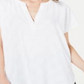 Blusa texturizada com decote em V feminina Alfani, branca, tamanho pequeno e pequeno