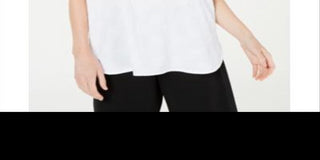 Blusa texturizada com decote em V feminina Alfani, branca, tamanho pequeno e pequeno