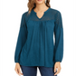 Blusa de renda feminina Style &amp; Co, verde, tamanho pequeno, L