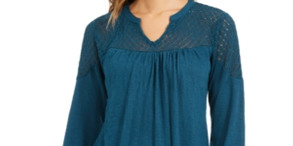 Blusa de renda feminina Style &amp; Co, verde, tamanho pequeno, L