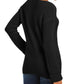 Camiseta feminina Charter Club lisa, manga comprida, gola V, preta, tamanho pequeno, extragrande