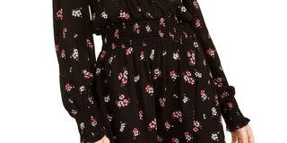 Vestido envelope floral sintético American Rag Junior's, preto, tamanho grande