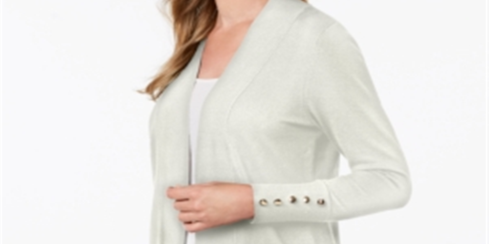Cardigan feminino JM Collection com frente aberta e tamanho médio