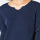 Blusa térmica feminina de algodão com decote dividido e gola alta, azul, tamanho X-S
