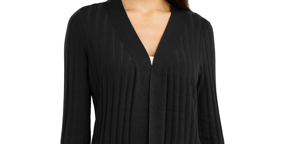 Cardigan canelado feminino Alfani, preto, tamanho pequeno, médio