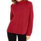 Suéter feminino Alfani com nervuras, manga comprida, gola alta, vermelho, tamanho extragrande