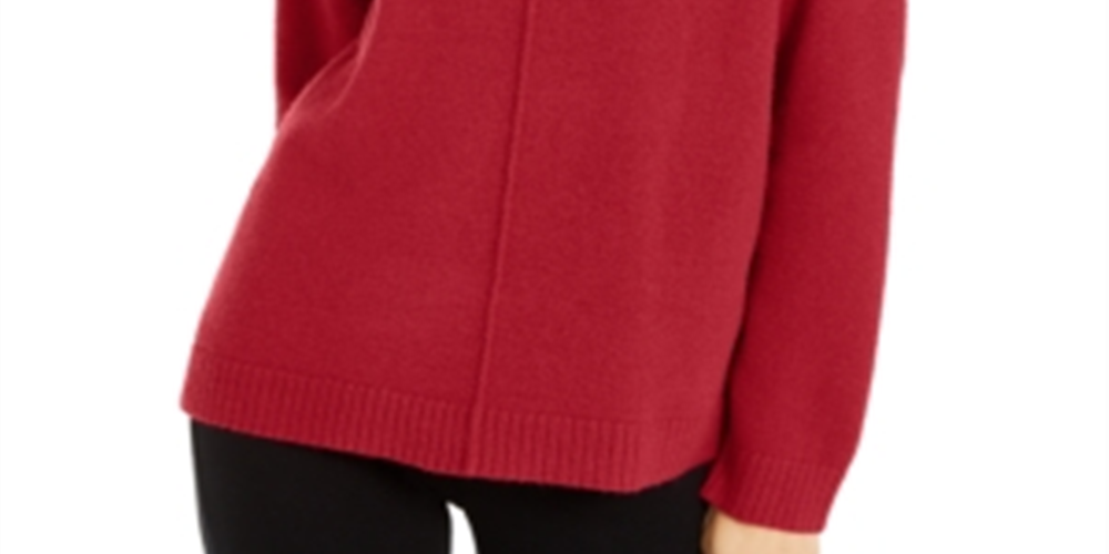 Suéter feminino Alfani com nervuras, manga comprida, gola alta, vermelho, tamanho extragrande