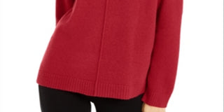 Suéter feminino Alfani com nervuras, manga comprida, gola alta, vermelho, tamanho extragrande