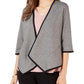 Cardigan feminino Alfani com frente drapeada, preto e cinza, tamanho pequeno e pequeno