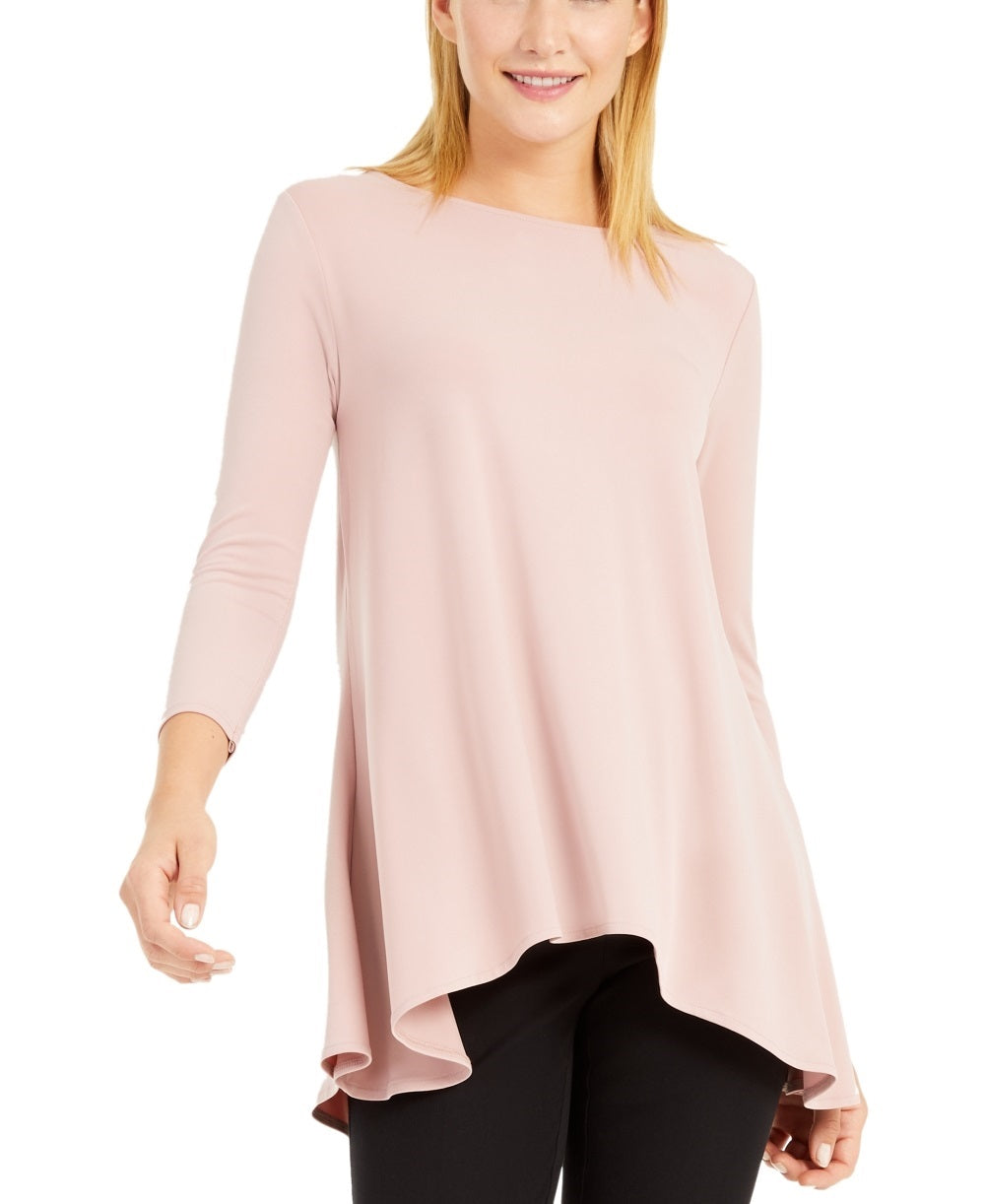 Blusa feminina Alfani com decote alto e baixo e gola alta, rosa, tamanho pequeno