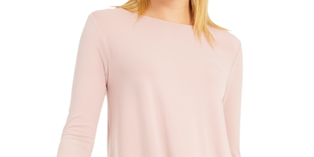 Blusa feminina Alfani com decote alto e baixo e gola alta, rosa, tamanho pequeno