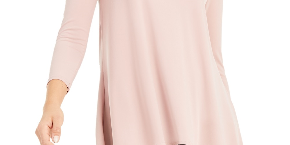 Blusa feminina Alfani com decote alto e baixo e gola alta, rosa, tamanho pequeno