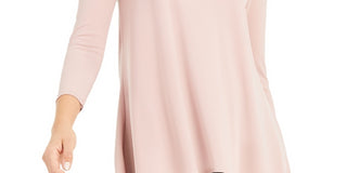Blusa feminina Alfani com decote alto e baixo e gola alta, rosa, tamanho pequeno