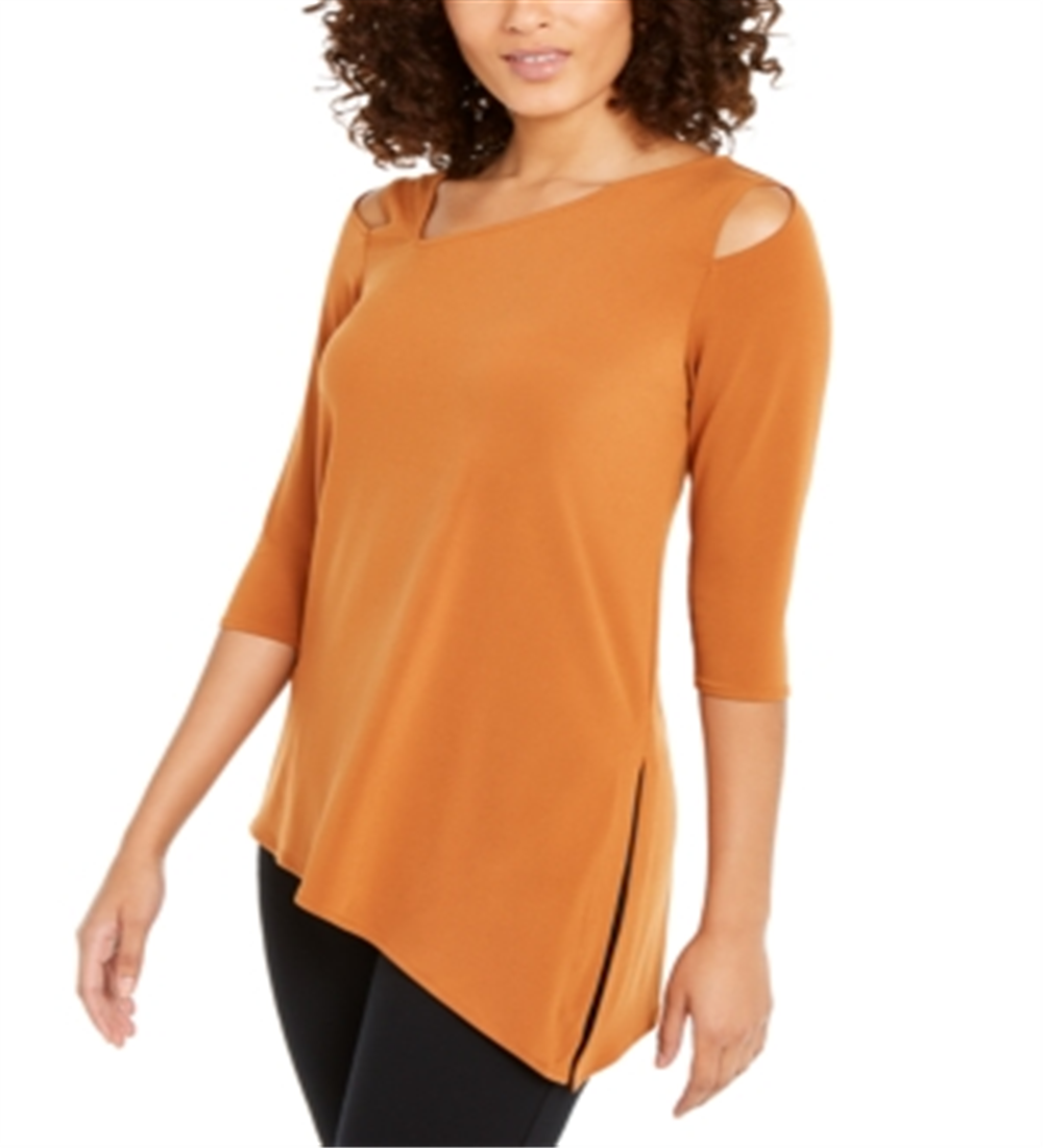 Blusa assimétrica com ombros descobertos Alfani feminina, tamanho grande, cobre