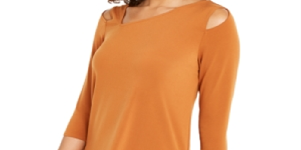 Blusa assimétrica com ombros descobertos Alfani feminina, tamanho grande, cobre