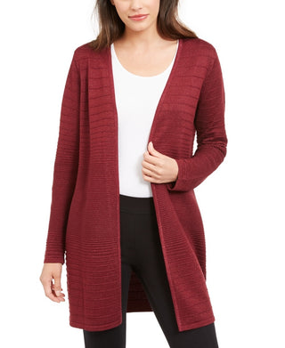 Cardigan feminino Alfani metálico com frente aberta, vermelho, tamanho XX-G