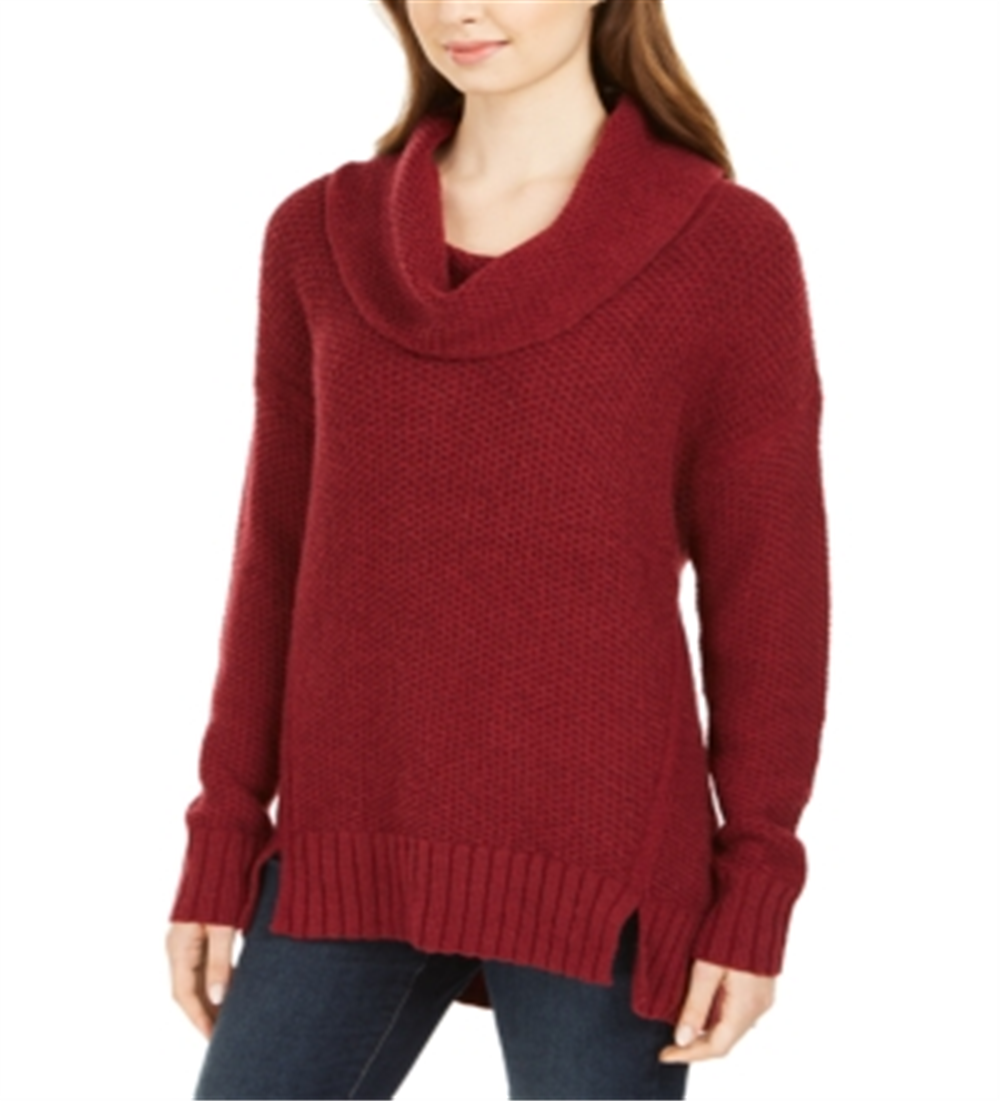 Suéter feminino com gola alta estilo &amp; co, vermelho, tamanho pequeno, extragrande