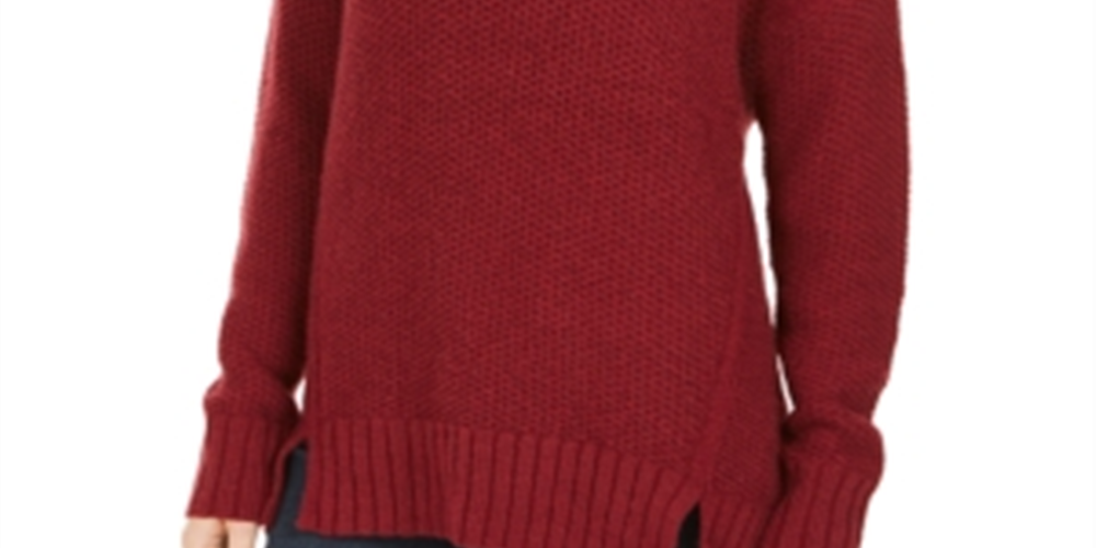 Suéter feminino com gola alta estilo &amp; co, vermelho, tamanho pequeno, extragrande