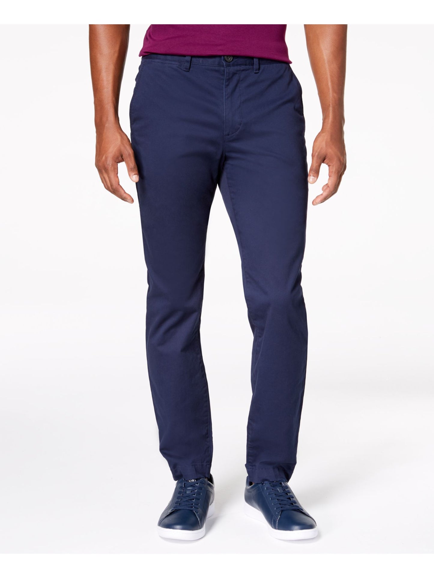 Calça Chino Lacoste Masculina Regular Fit Algodão Gabardine Azul Tamanho 46X32