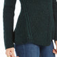 Camiseta feminina texturizada com manchas e gola redonda, manga comprida, verde, tamanho pequeno GG