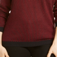 Karen Scott Suéter Henley de algodão bicolor feminino, vermelho, tamanho pequeno P