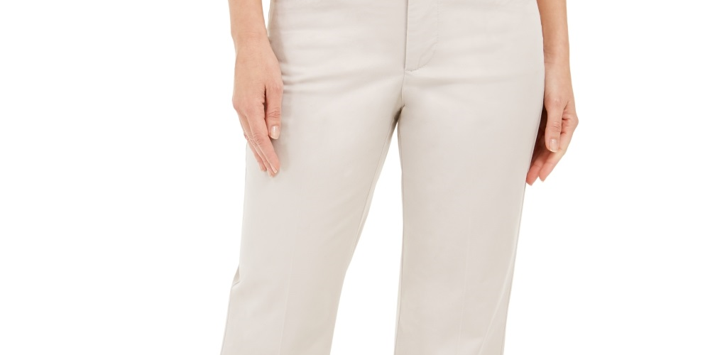 Calça feminina reta e cropped Charter Club, bege, tamanho 8