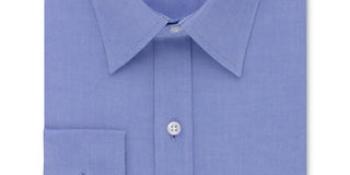 Camisa social masculina Tommy Hilfiger com gola estampada e ajuste clássico, elástica, azul, tamanho 15,5 x 32-33