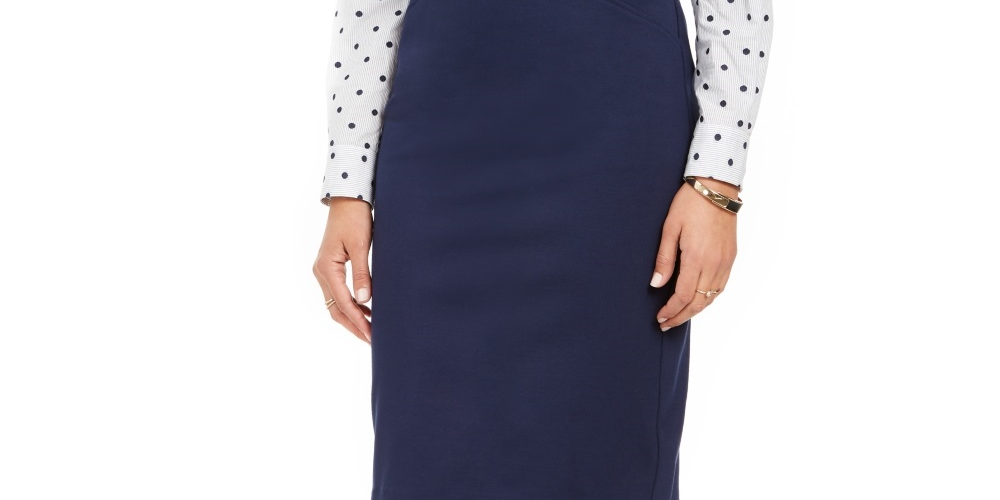 Saia lápis feminina Charter Club Ponte Knit azul tamanho 6