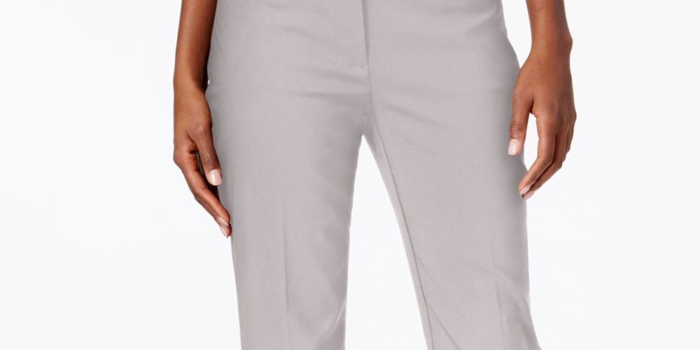 Calça feminina JM Collection Tummy Control Curvy Fit Cinza Tamanho 8 Petite