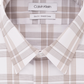 Camisa social masculina Calvin Klein com estampa de logotipo, corte slim, gola elástica, bege, tamanho 14,5 x 32 x 33
