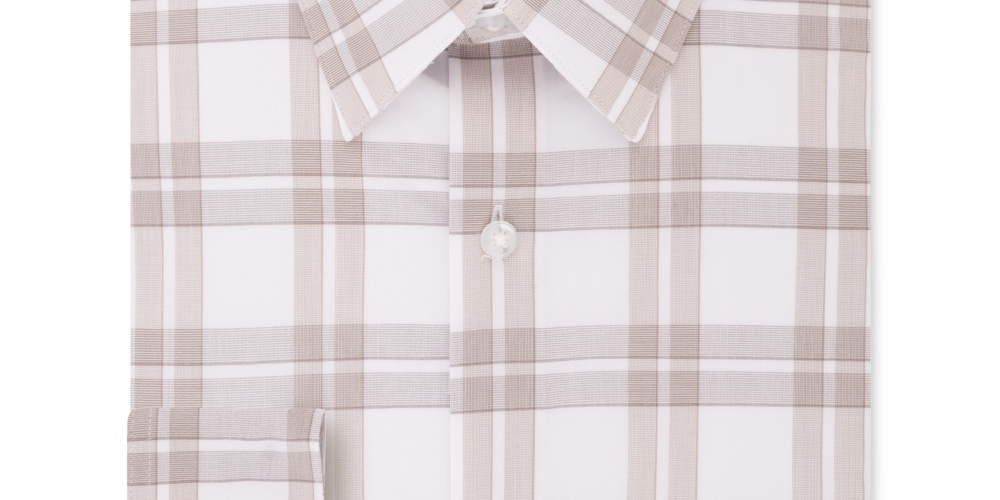 Camisa social masculina Calvin Klein com estampa de logotipo, corte slim, gola elástica, bege, tamanho 14,5 x 32 x 33