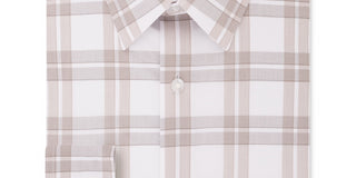 Camisa social masculina Calvin Klein com estampa de logotipo, corte slim, gola elástica, bege, tamanho 14,5 x 32 x 33