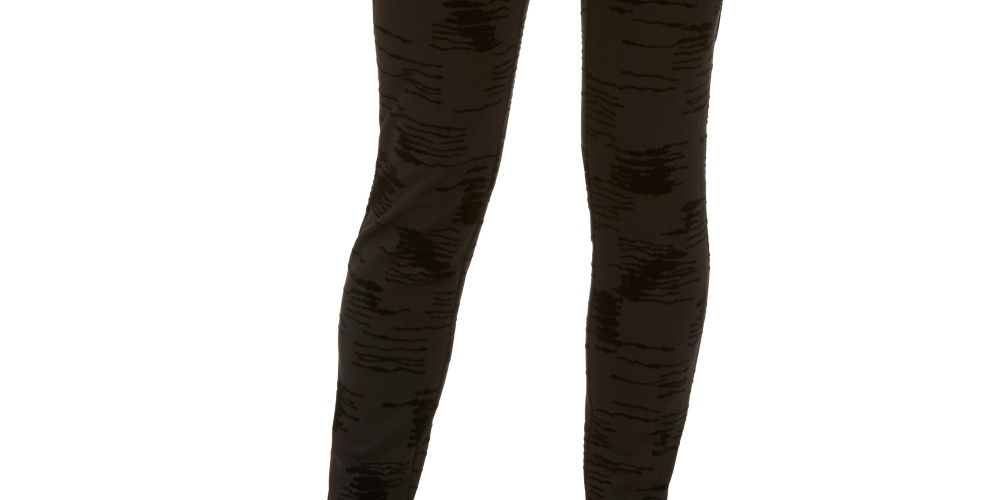 Calça skinny de cintura alta Alfani feminina, flocada, de veludo, preta, tamanho 8