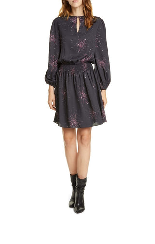 Vestido Joie Feminino Ramla com decote em V e manga comprida, preto, tamanho P