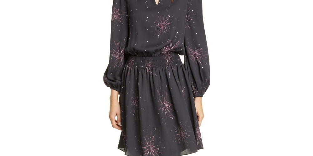 Vestido Joie Feminino Ramla com decote em V e manga comprida, preto, tamanho P