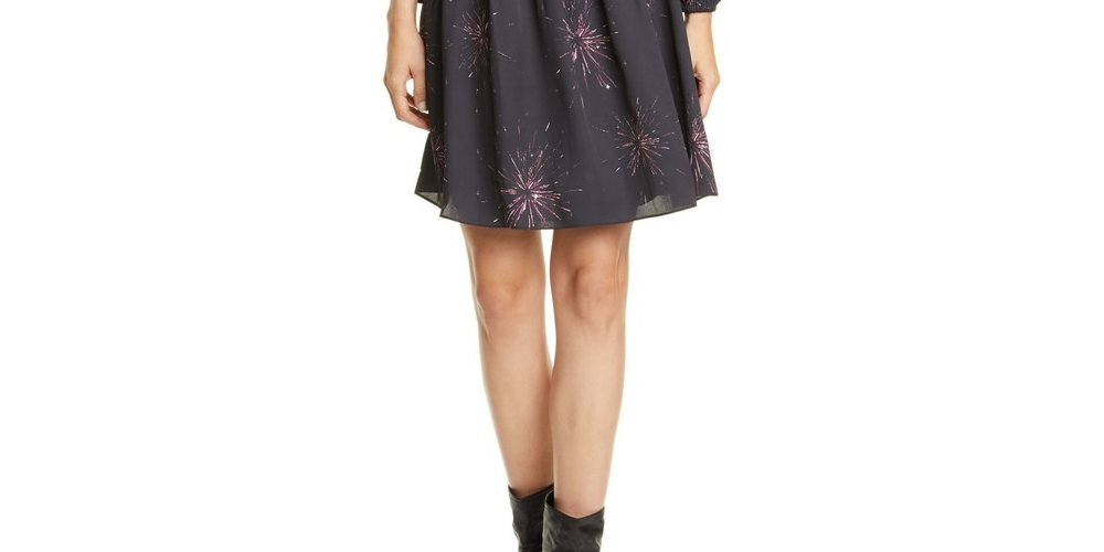 Vestido Joie Feminino Ramla com decote em V e manga comprida, preto, tamanho P