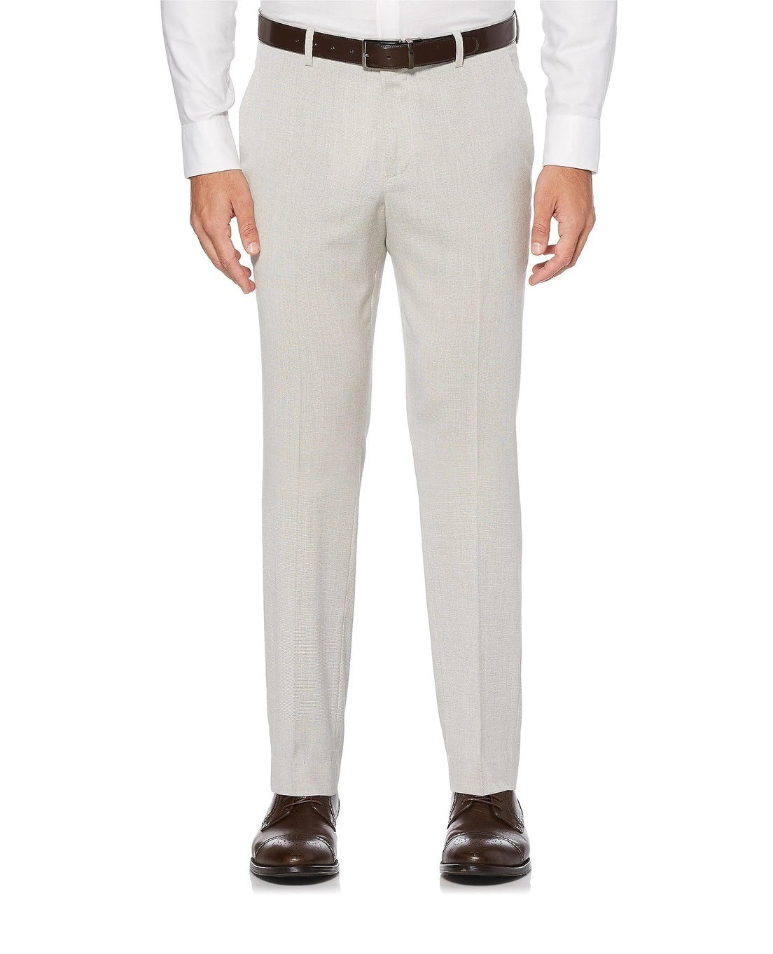 Calça social Perry Ellis Slim Fit grande com vidraça masculina, tamanho 36x29, branca e tigrada