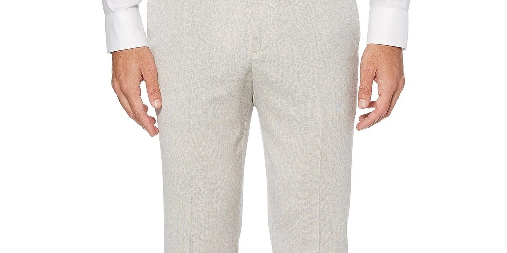 Calça social Perry Ellis Slim Fit grande com vidraça masculina, tamanho 36x29, branca e tigrada