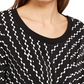 Blusa de malha estampada com amarração frontal Alfani feminina, preta, tamanho médio