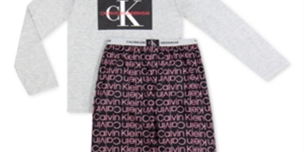 Conjunto de pijama Calvin Klein Big Boy's 2 peças escovado cinza tamanho G