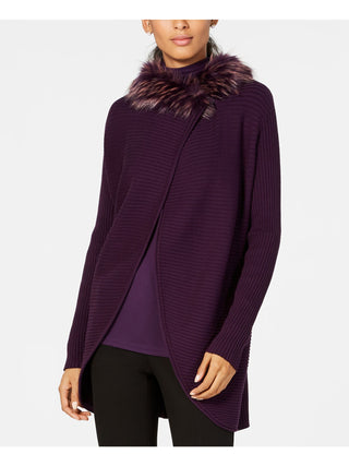 Cardigan conversível com acabamento em pele sintética Alfani feminino, roxo, tamanho pequeno P/M