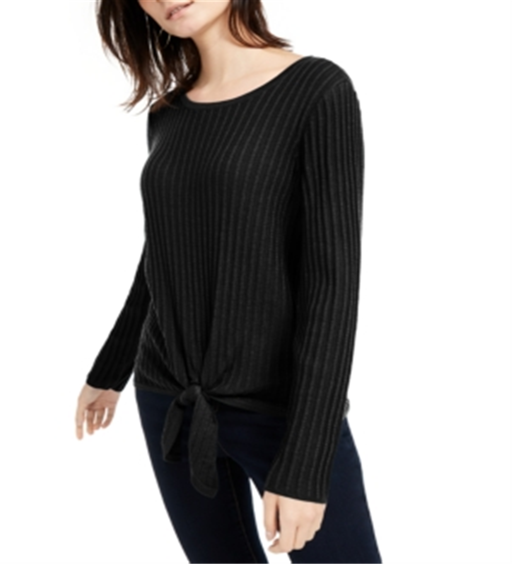 Suéter feminino de malha canelada com bainha amarrada, tamanho pequeno, extragrande, da INC International Concepts