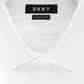 Camisa social masculina DKNY Slim Fit Performance Stretch resistente a rugas e punho francês, branca, tamanho 14,5 x 32-33