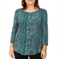 Camiseta estampada feminina JM Collection preta tamanho médio
