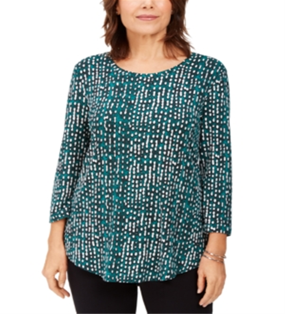 Camiseta estampada feminina JM Collection preta tamanho médio