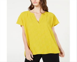 Blusa texturizada com decote em V feminina Alfani, tamanho pequeno, tamanho extragrande