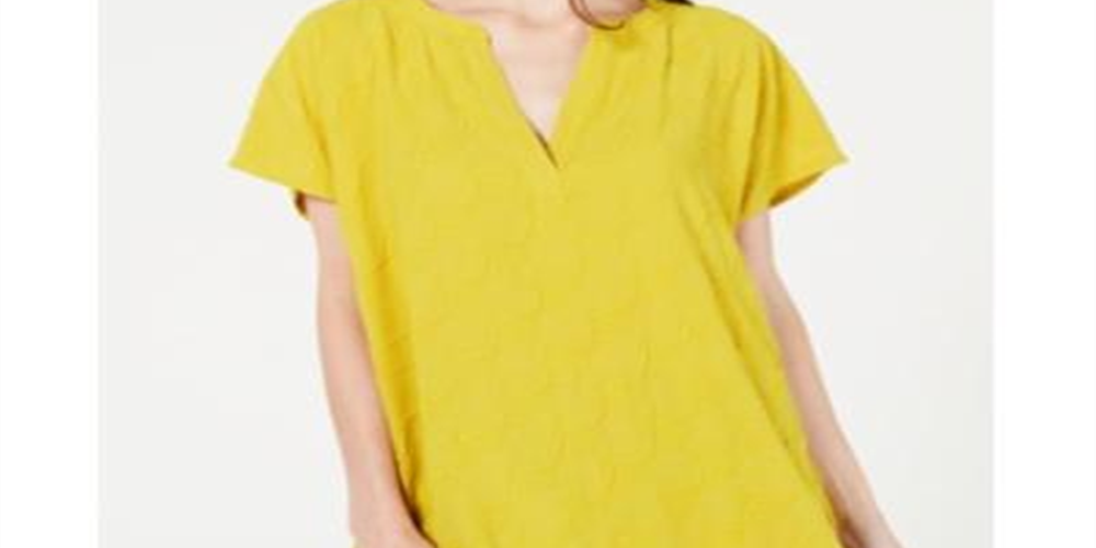 Blusa texturizada com decote em V feminina Alfani, tamanho pequeno, tamanho extragrande