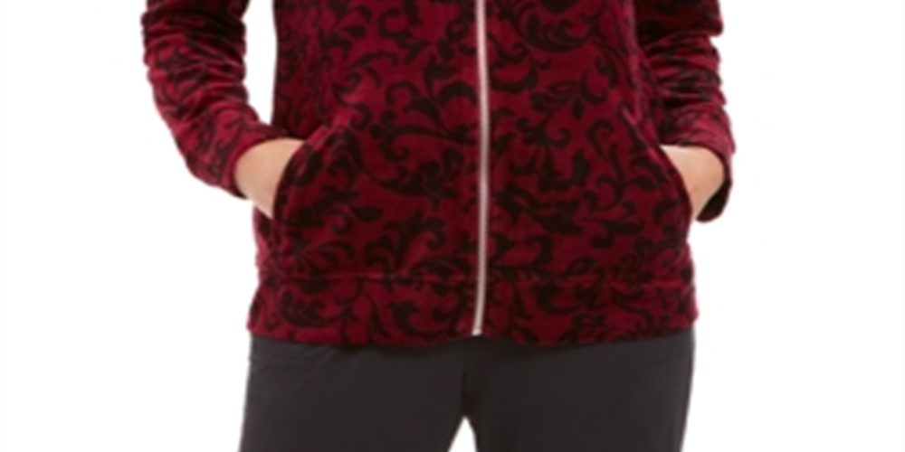 Jaqueta esportiva feminina Karen Scott estampada vinho tamanho extragrande